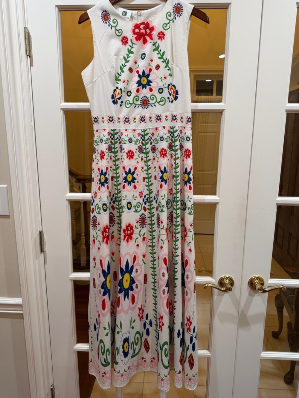 Vicky and Lucas Anthropologie Boho Folk Art Floral Maxi Dress Whimsigoth S